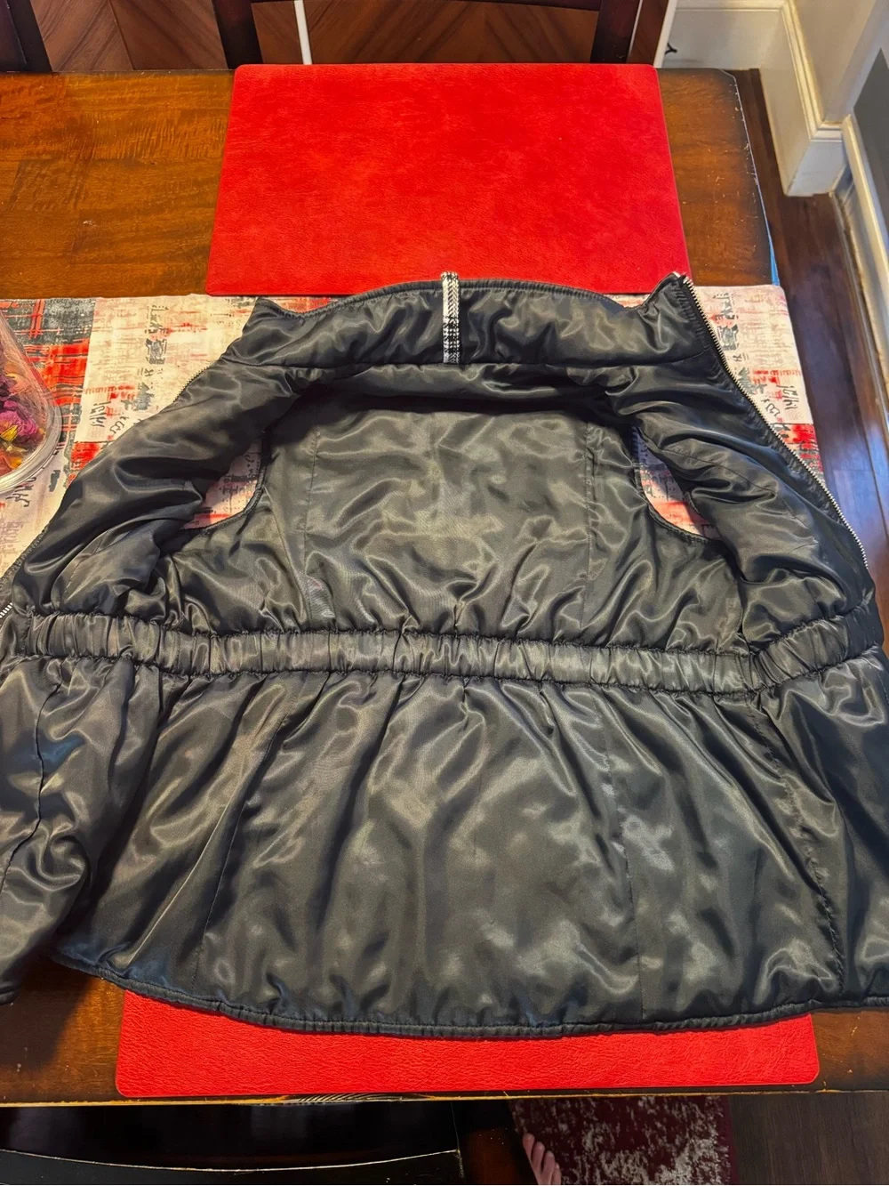 American Girl Fall/Winter vest, Black and White Plaid Puffer Vest